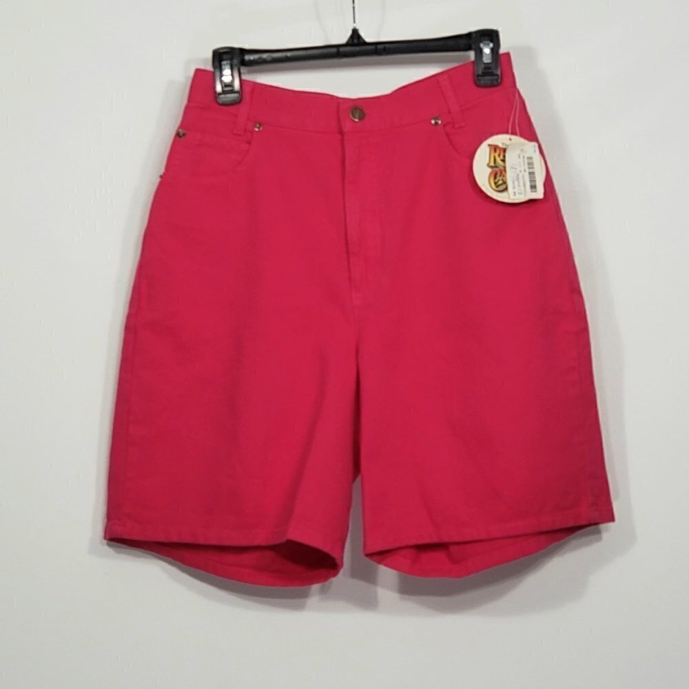 NWT  Vintage Red Camel  Hot Pink Denim Walking Bermuda Shorts   Juniors Size 13